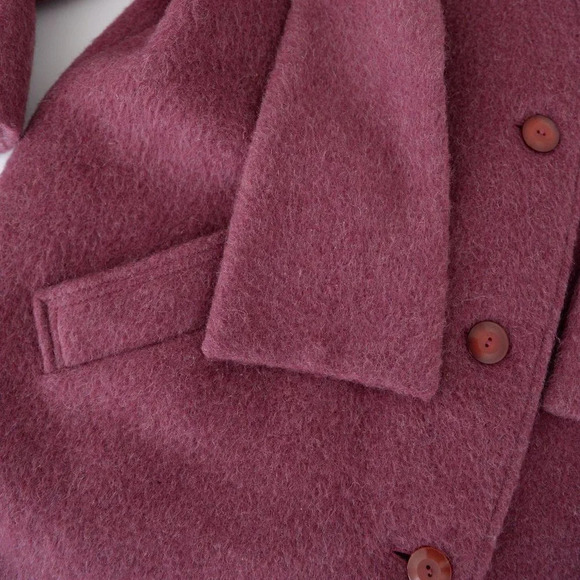 Vintage Fashion Gallery 72% Wool, 18% Mohair  Purple Single Breasted Winter Coat - Picture 10 of 15